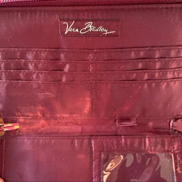 Vera Bradley Deep Raspberry Paisley Travel Wallet Wristlet - Picture 3 of 8